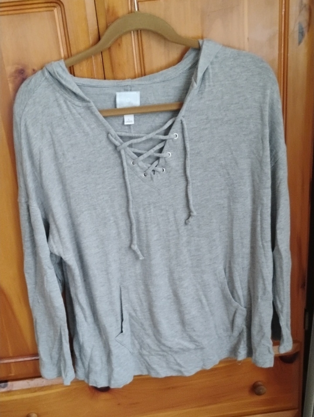 Sunday Light Gray Lace-Up Hoodie Top